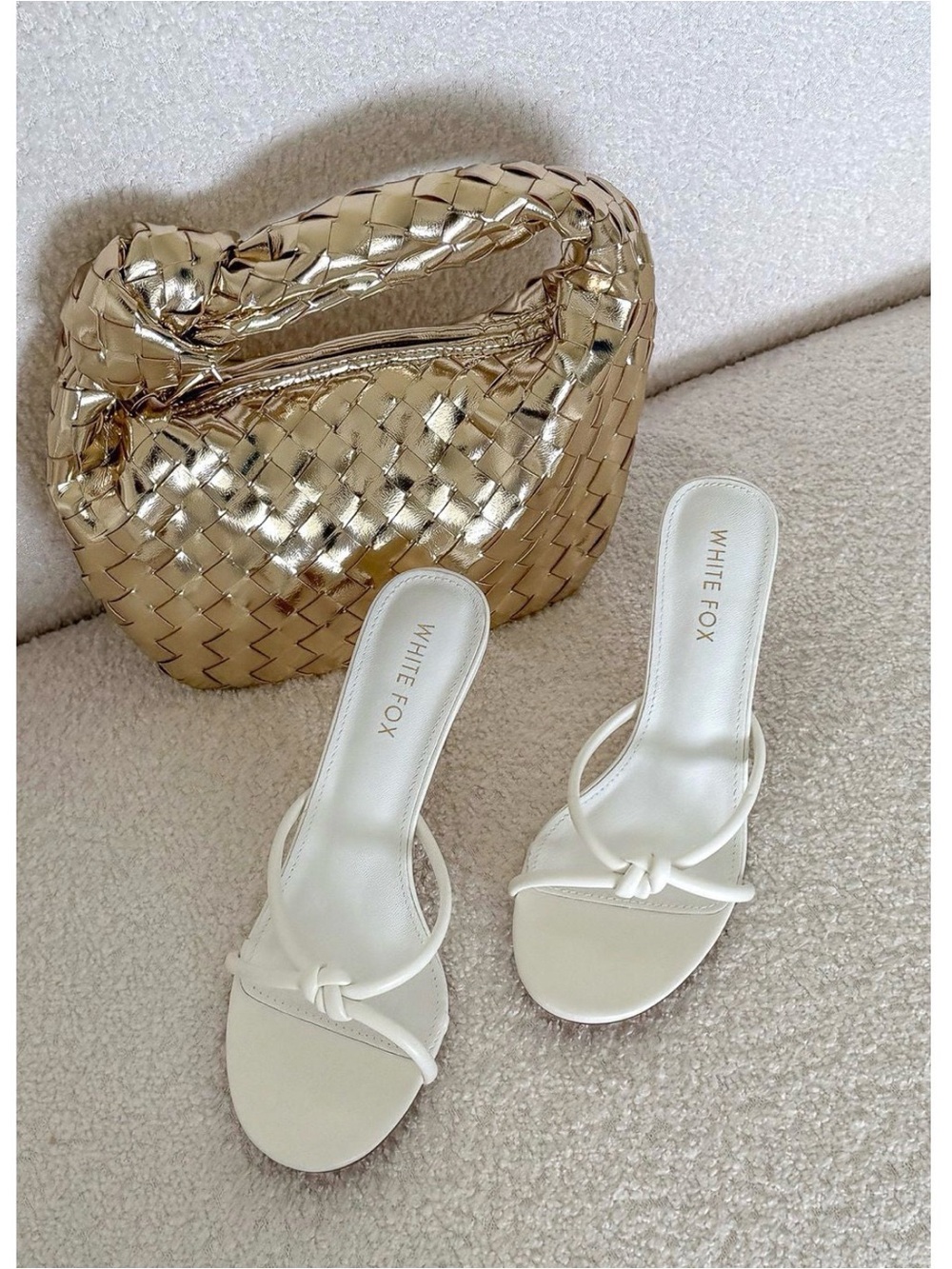 White Fox Boutique White Knot Strap Heeled Sandals - Picture 6 of 7